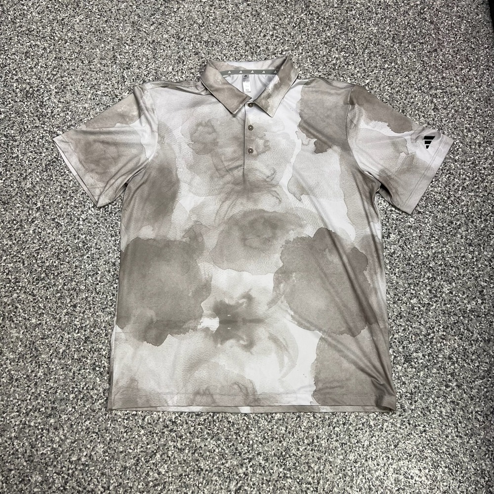 Adidas Ultimate Golf Polo Mens L Cloud Print White Wonder Blue ADVR0967 $65 NWT